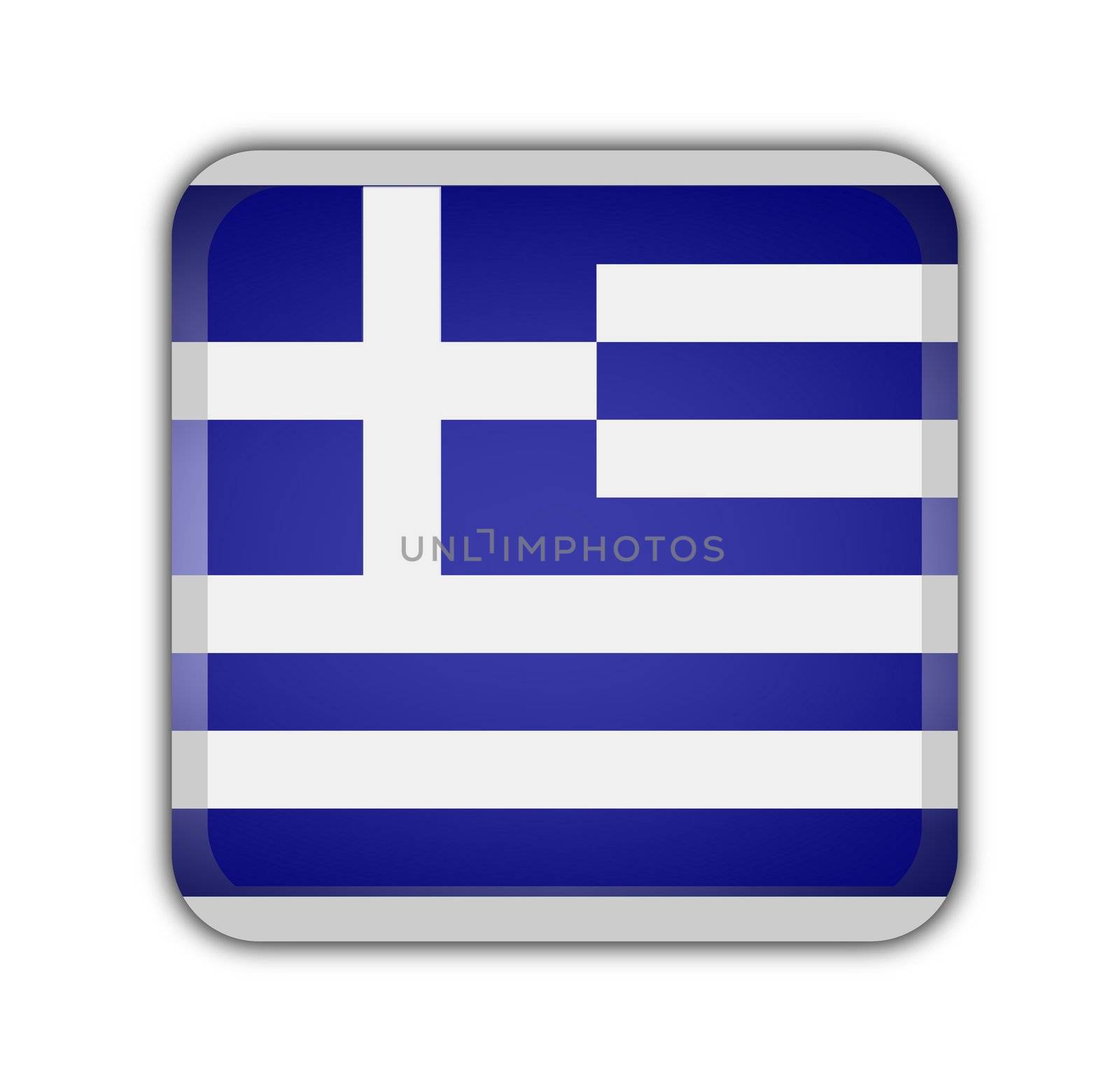 flag of greece, square button on white background