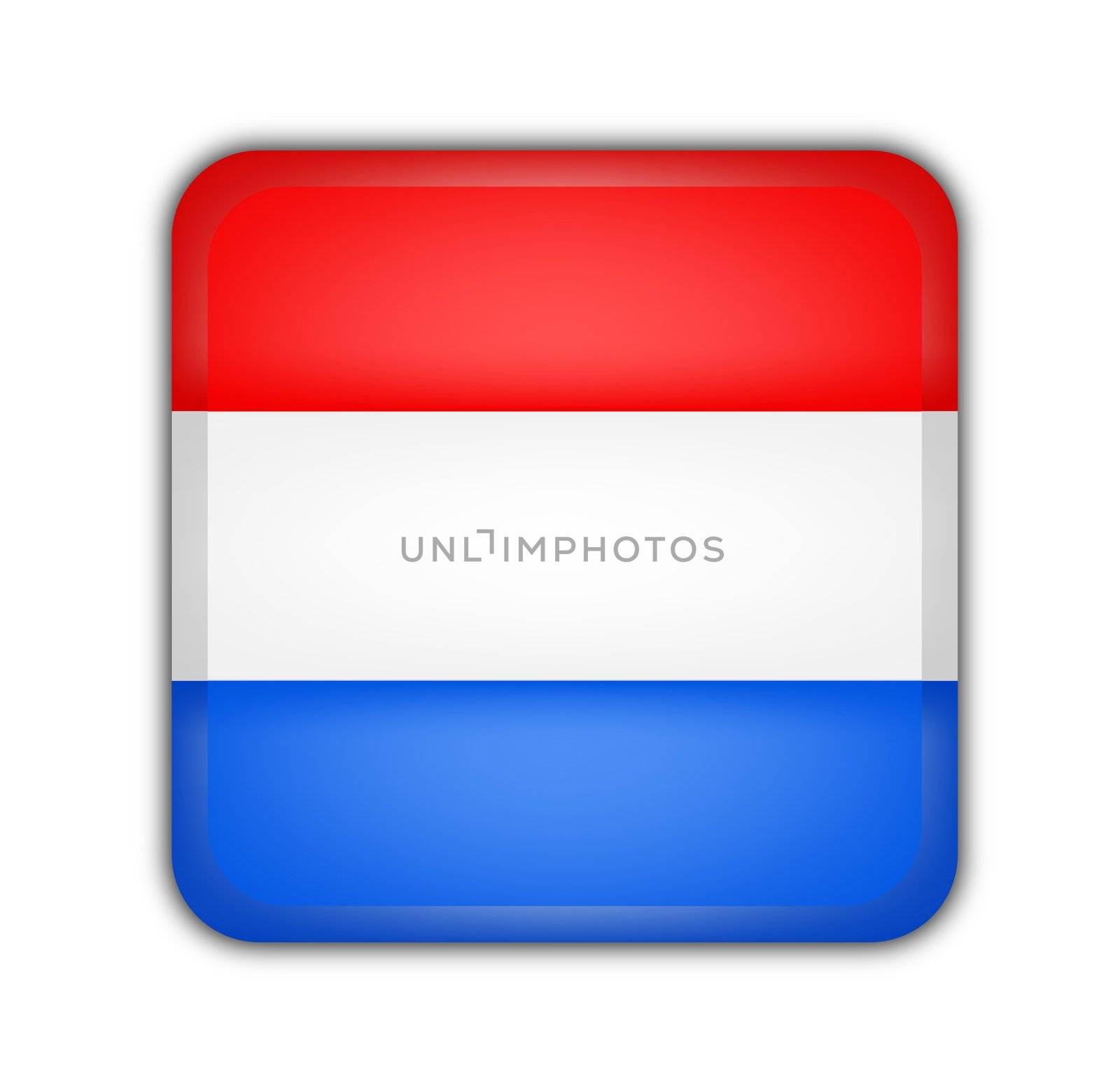 flag of luxembourg, square button on white background