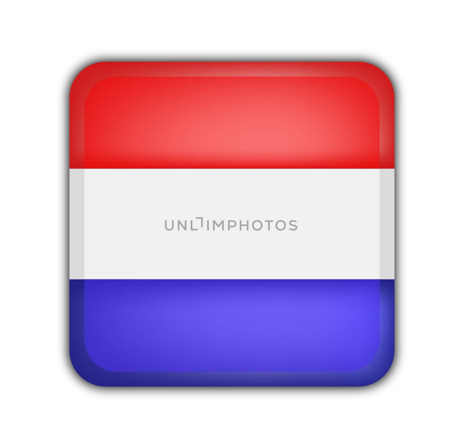 flag of netherlands, square button on white background