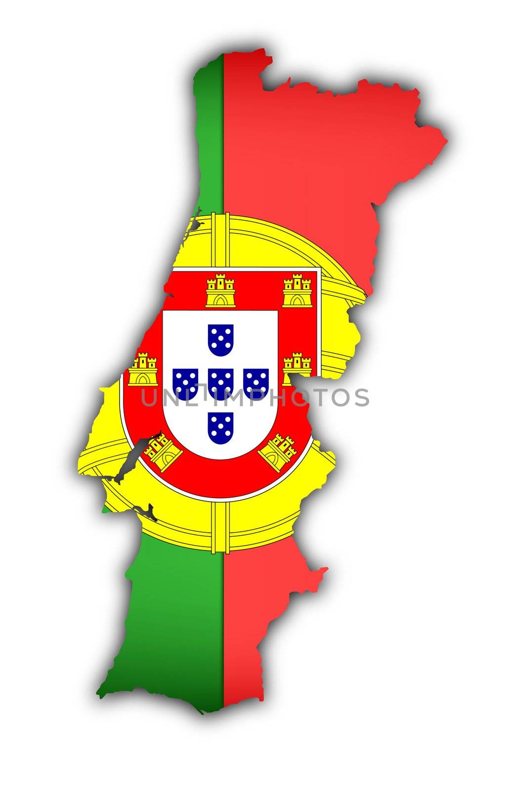 flag and map of portugal on white background