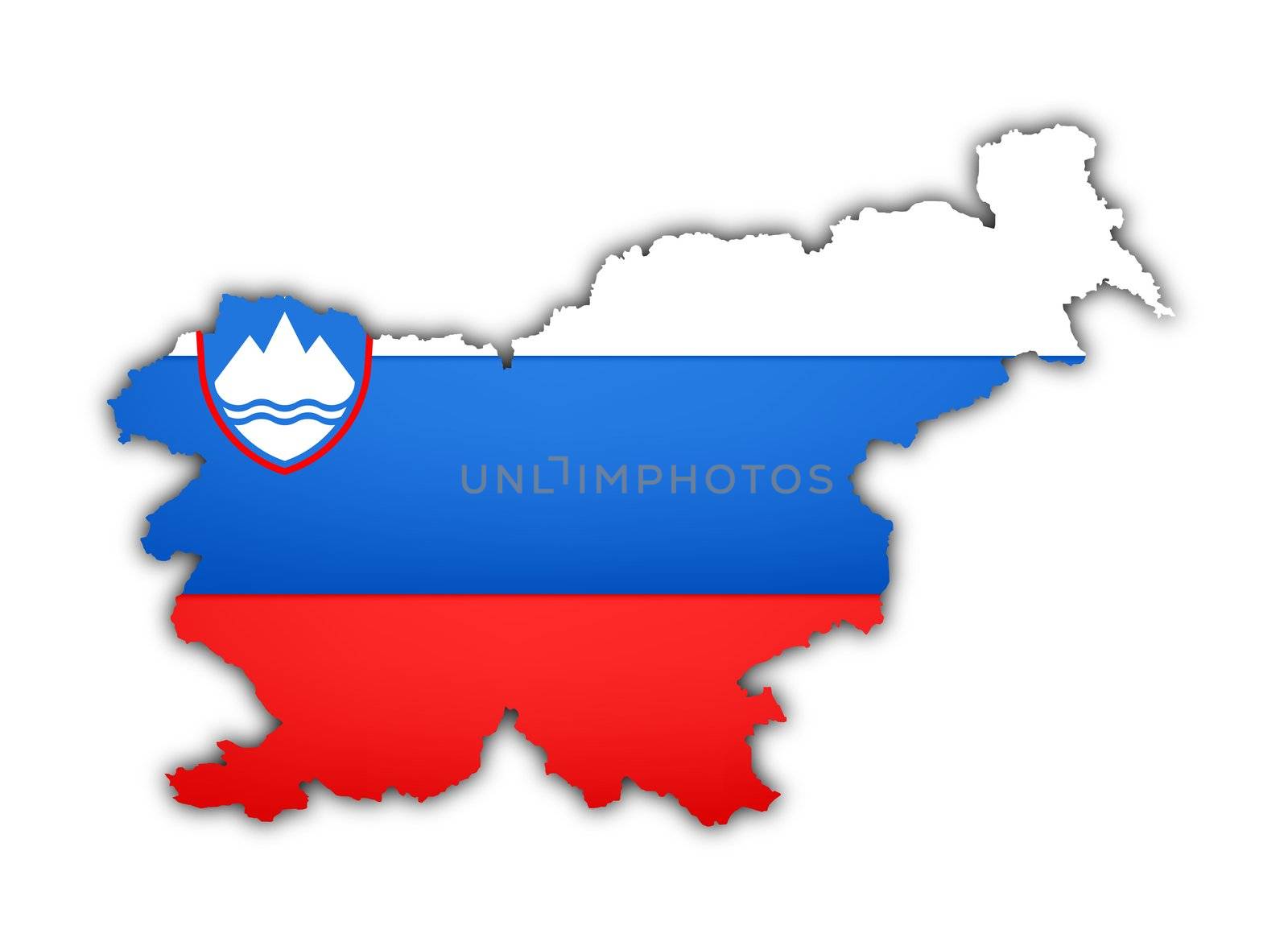 flag and map of slovenia on white background