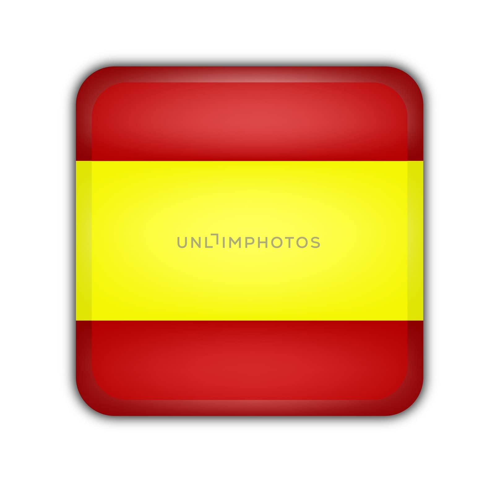 flag of spain, square button on white background