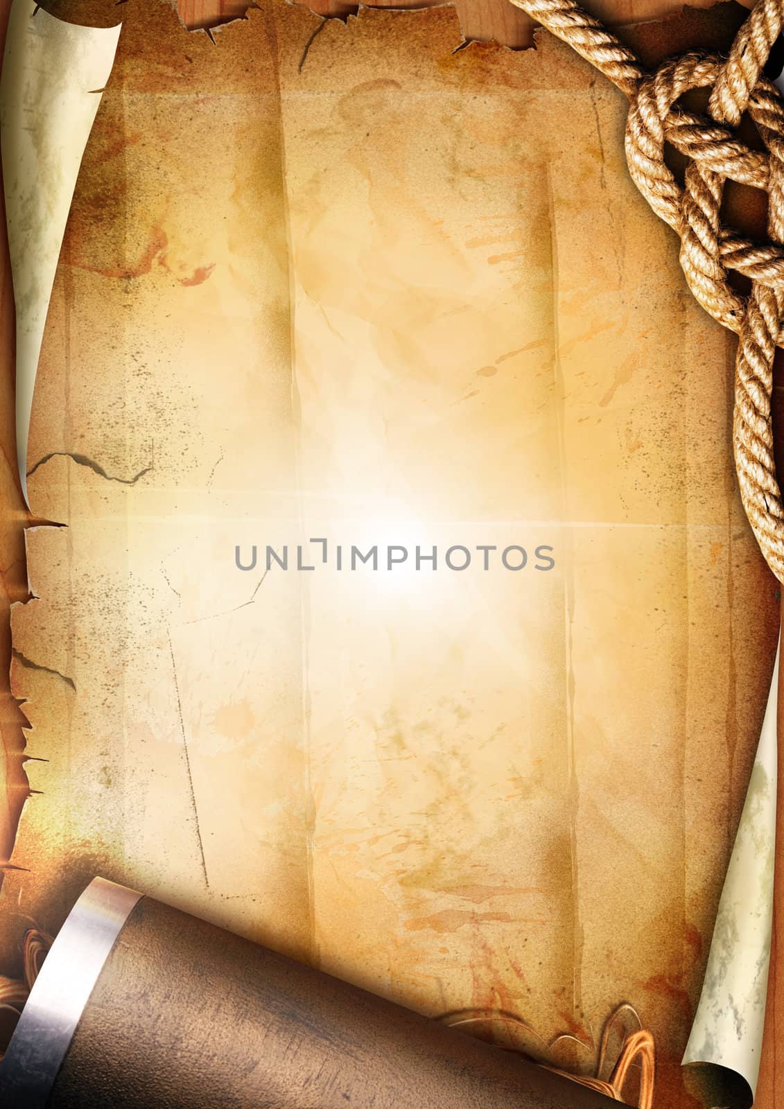 Old paper texture with a rope and a pipe by 4ustudio