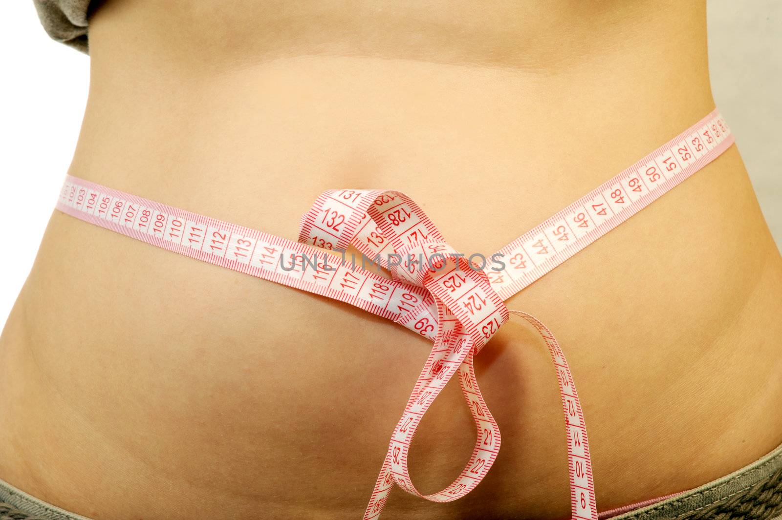 White woman obese waist, taken as close up