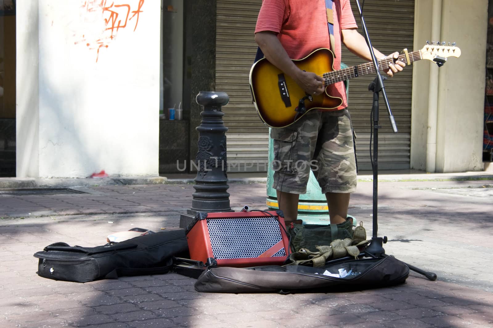 A street artist perform in Center Market of Malaysia.