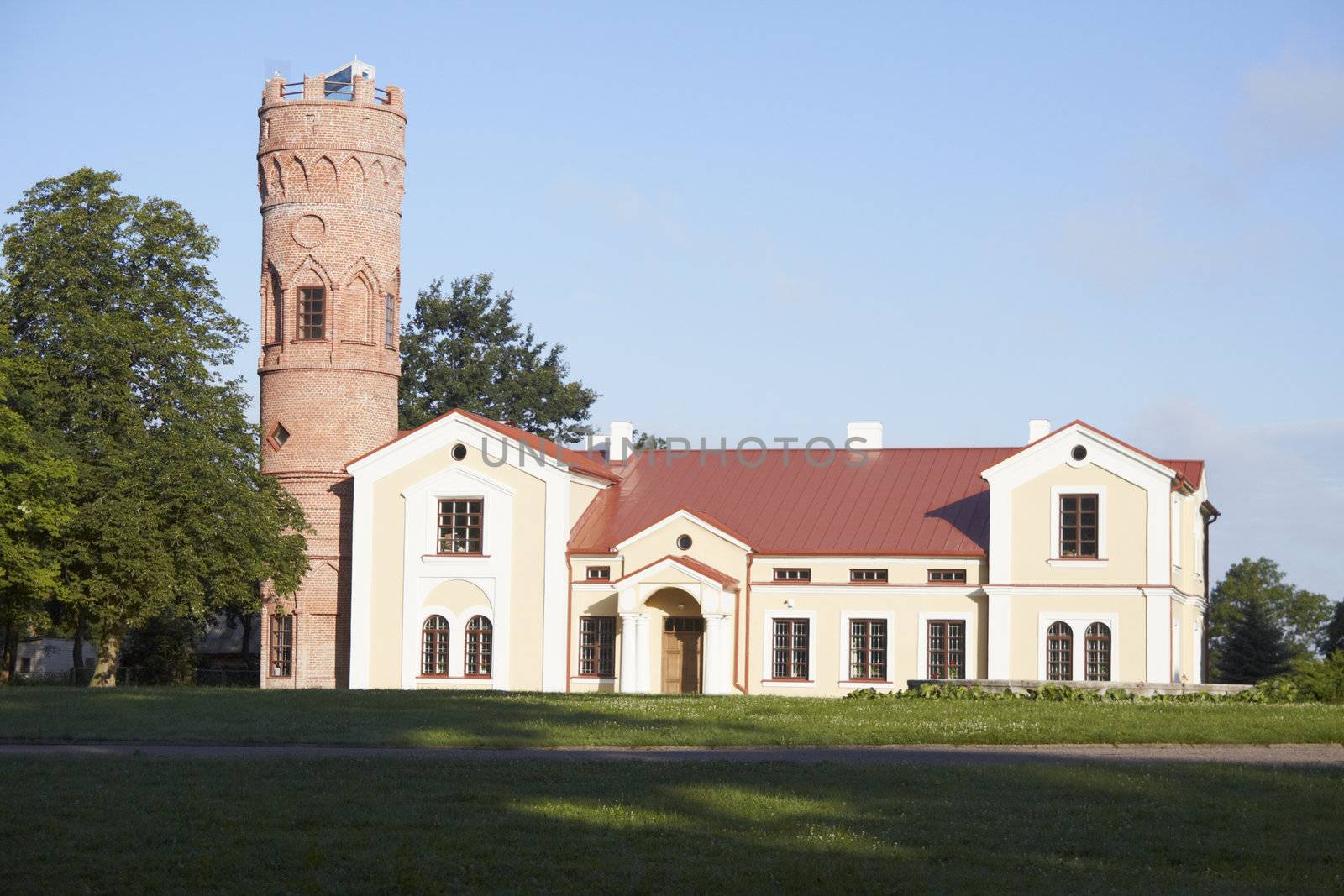 Old style house with a review tower 