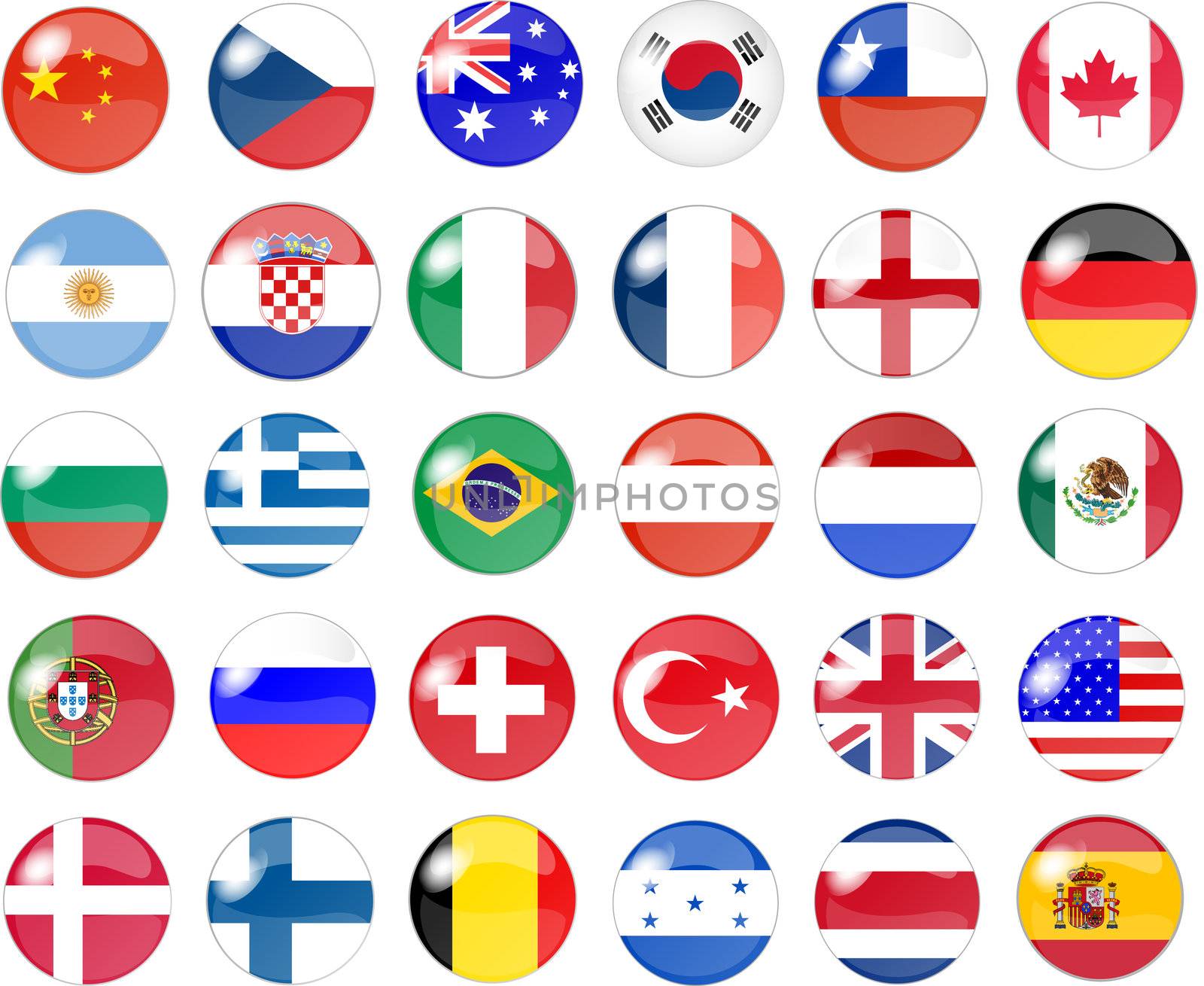 big set of national flag buttons by peromarketing