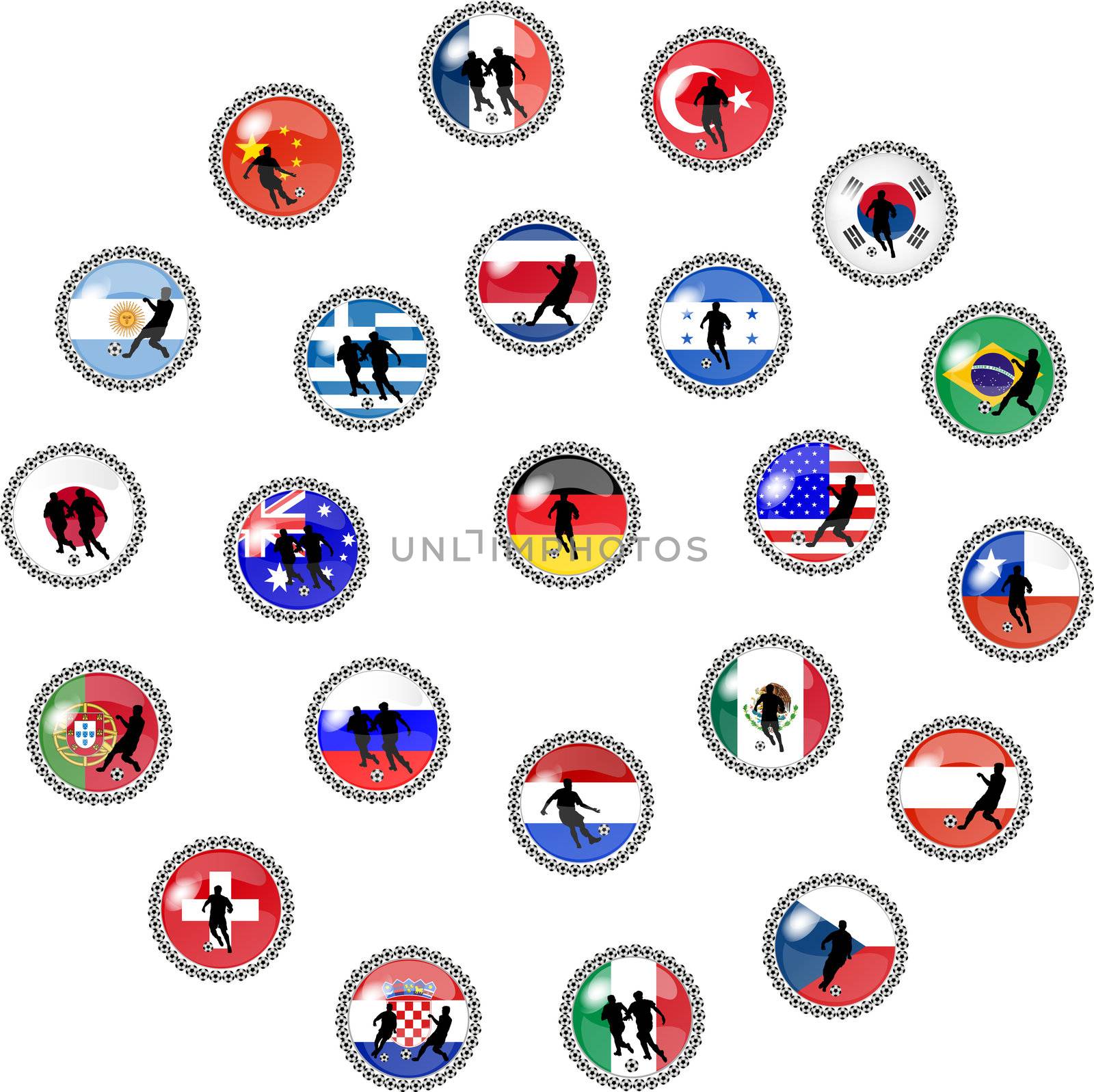illustration of a set of WM soccer buttons by peromarketing