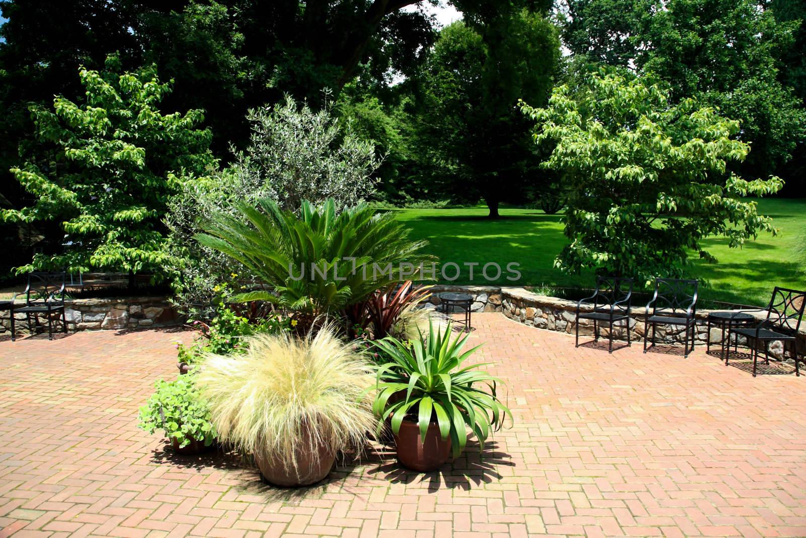 A landscape display in a botanical garden USA