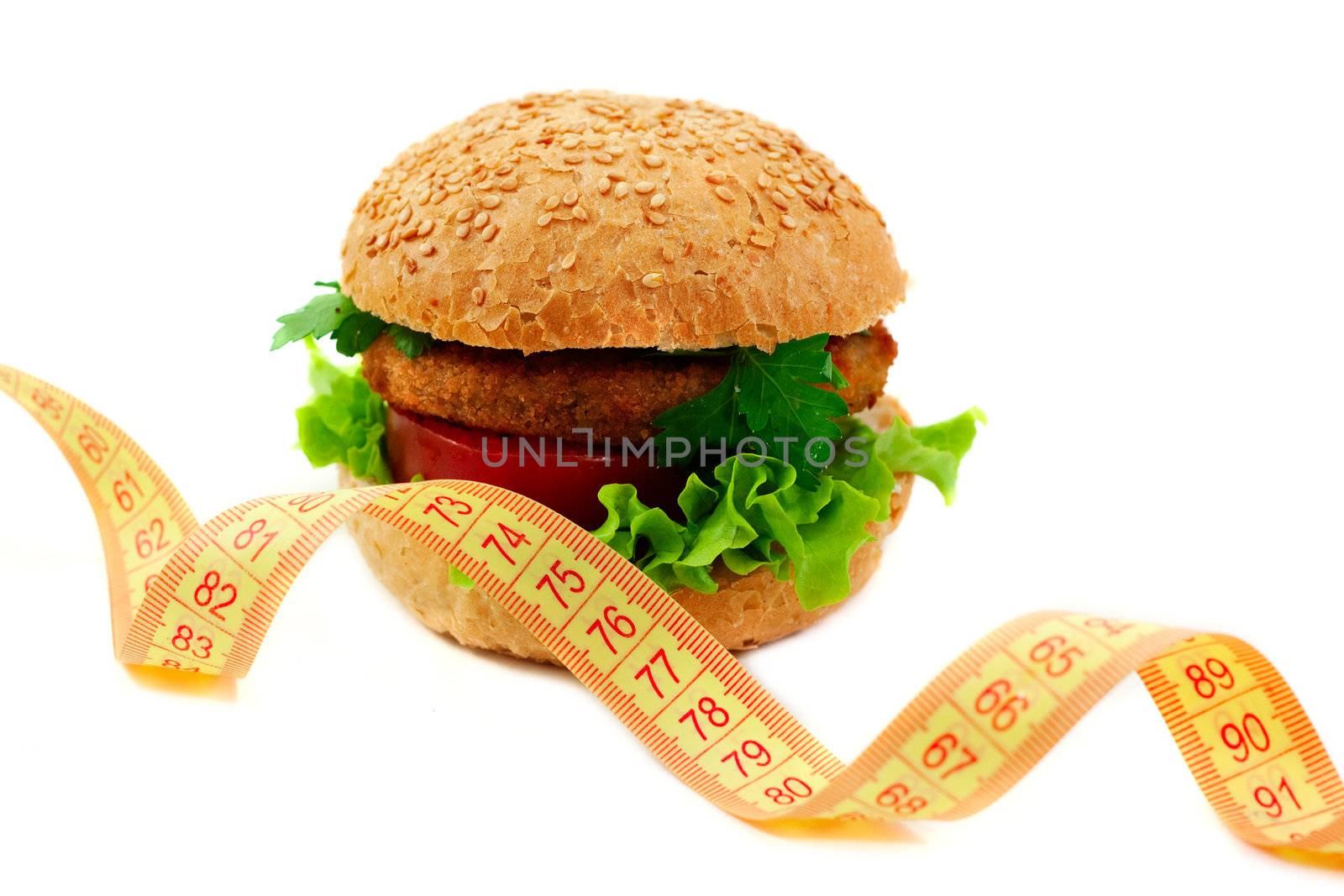 Hamburger with meter diet concept
