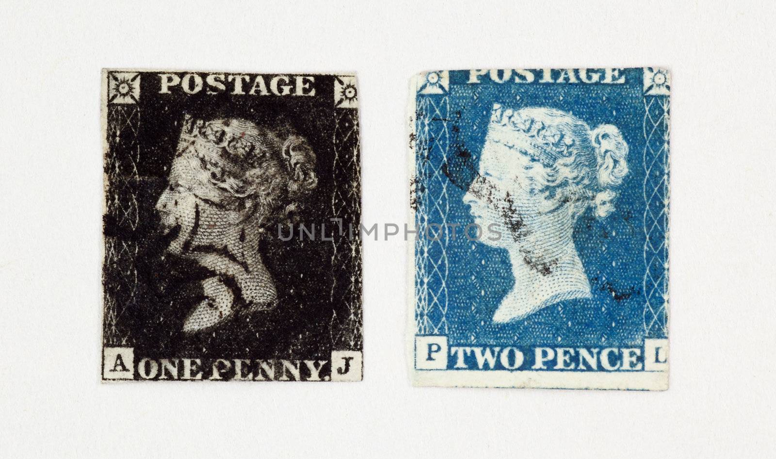 the first and second stamps of the world in the world issued by the UK 