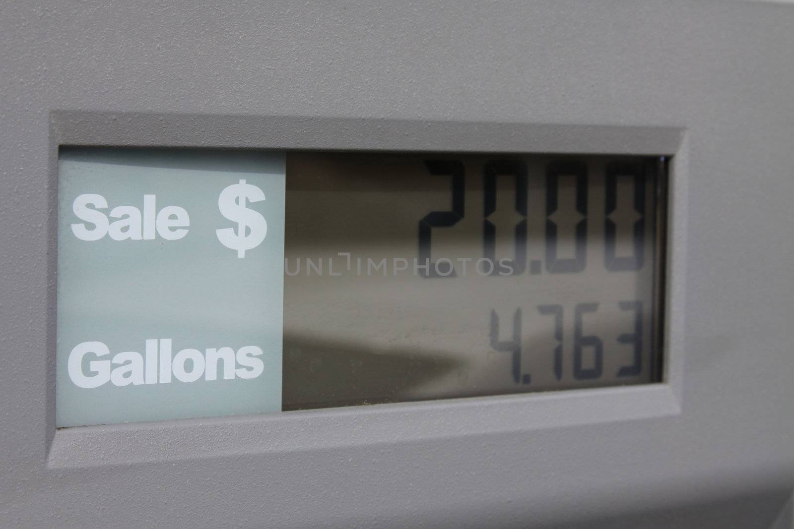 Gas station's fuel pay screen close up.