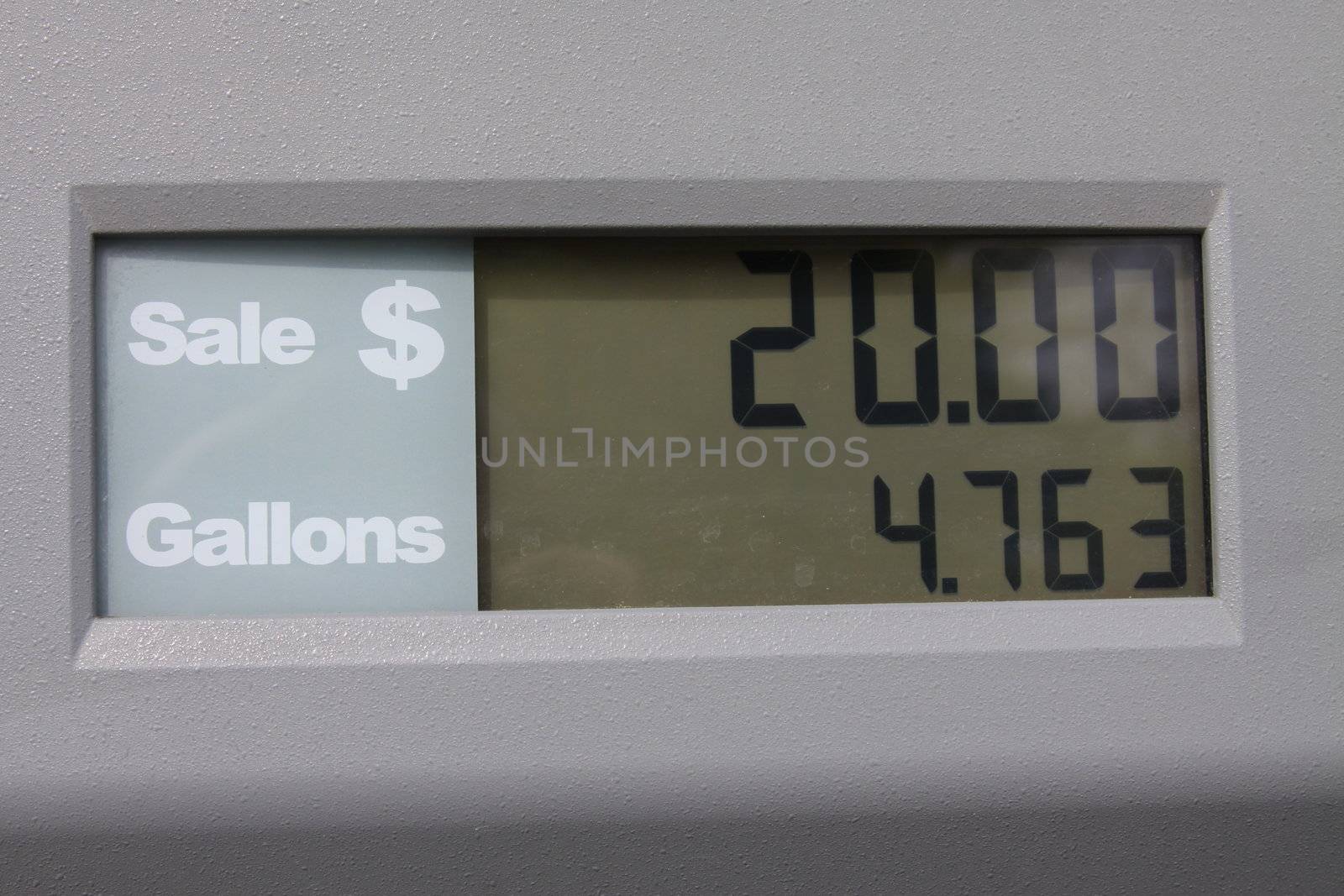 Gas station's fuel pay screen close up.