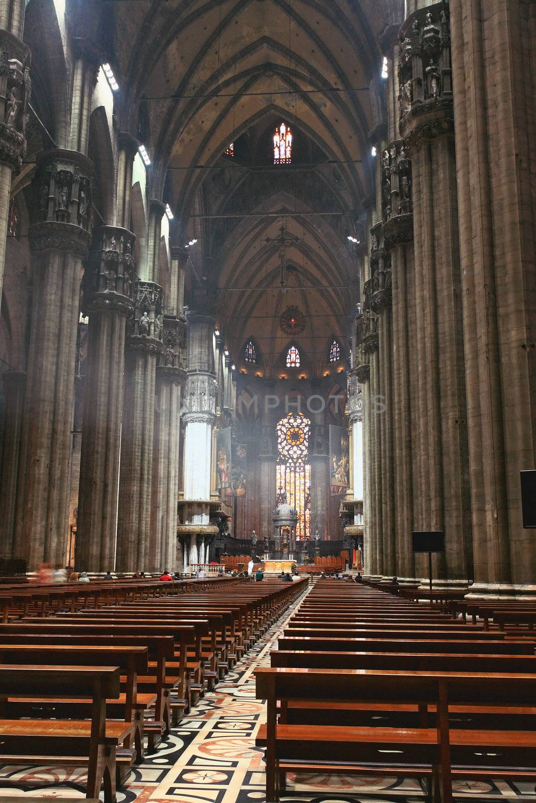 The interior of Duomo in central Milan Italy