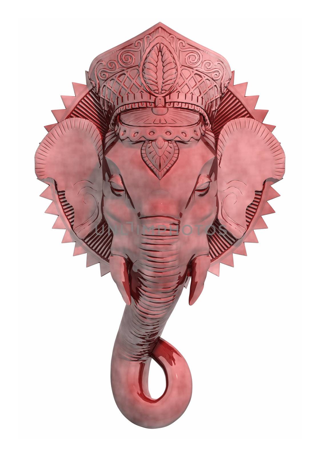 An image of a beautiful red ganesh sculpture