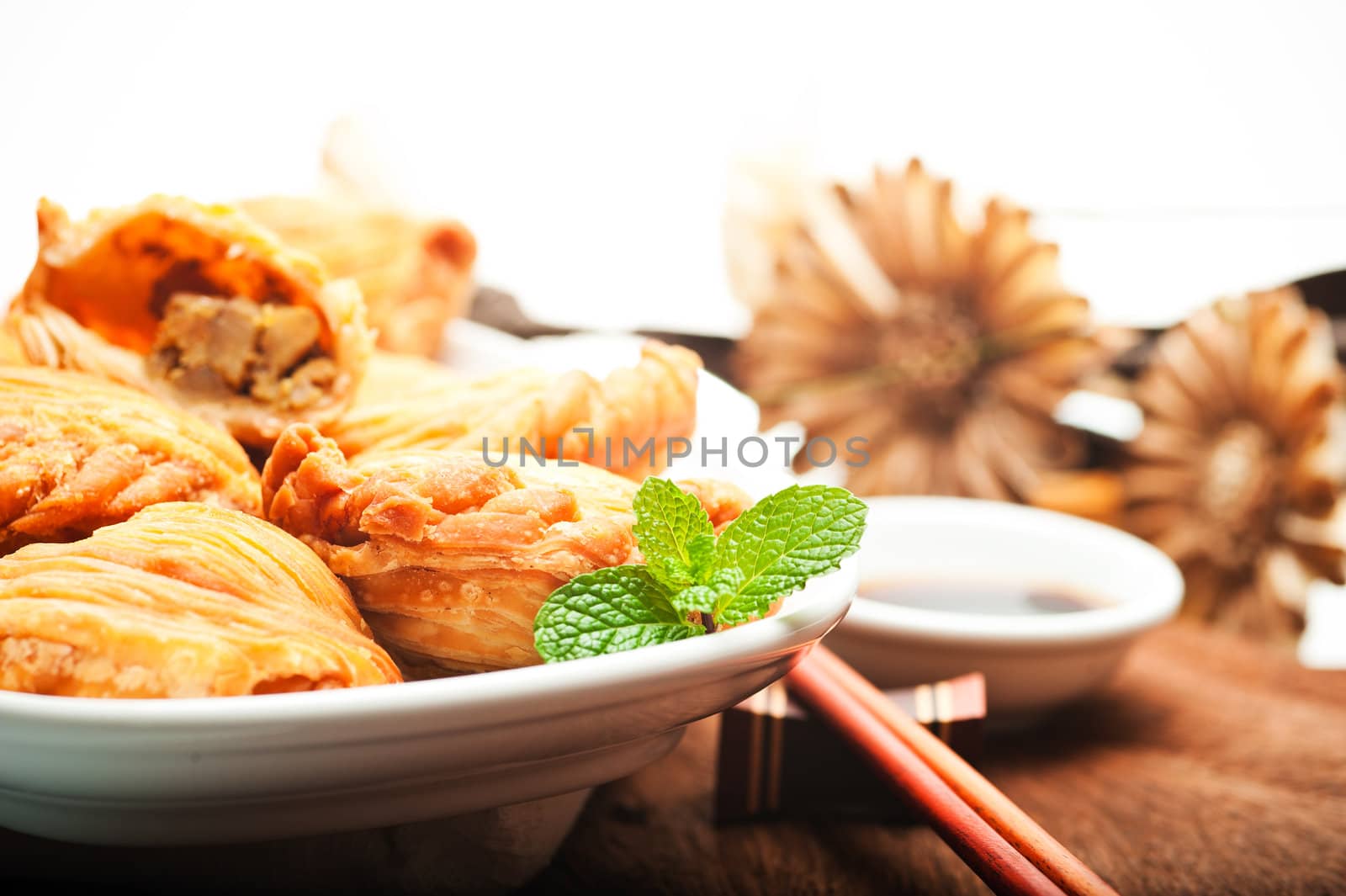 Thai curry puffs there are a speciality of Sarabourie a city of Thailand