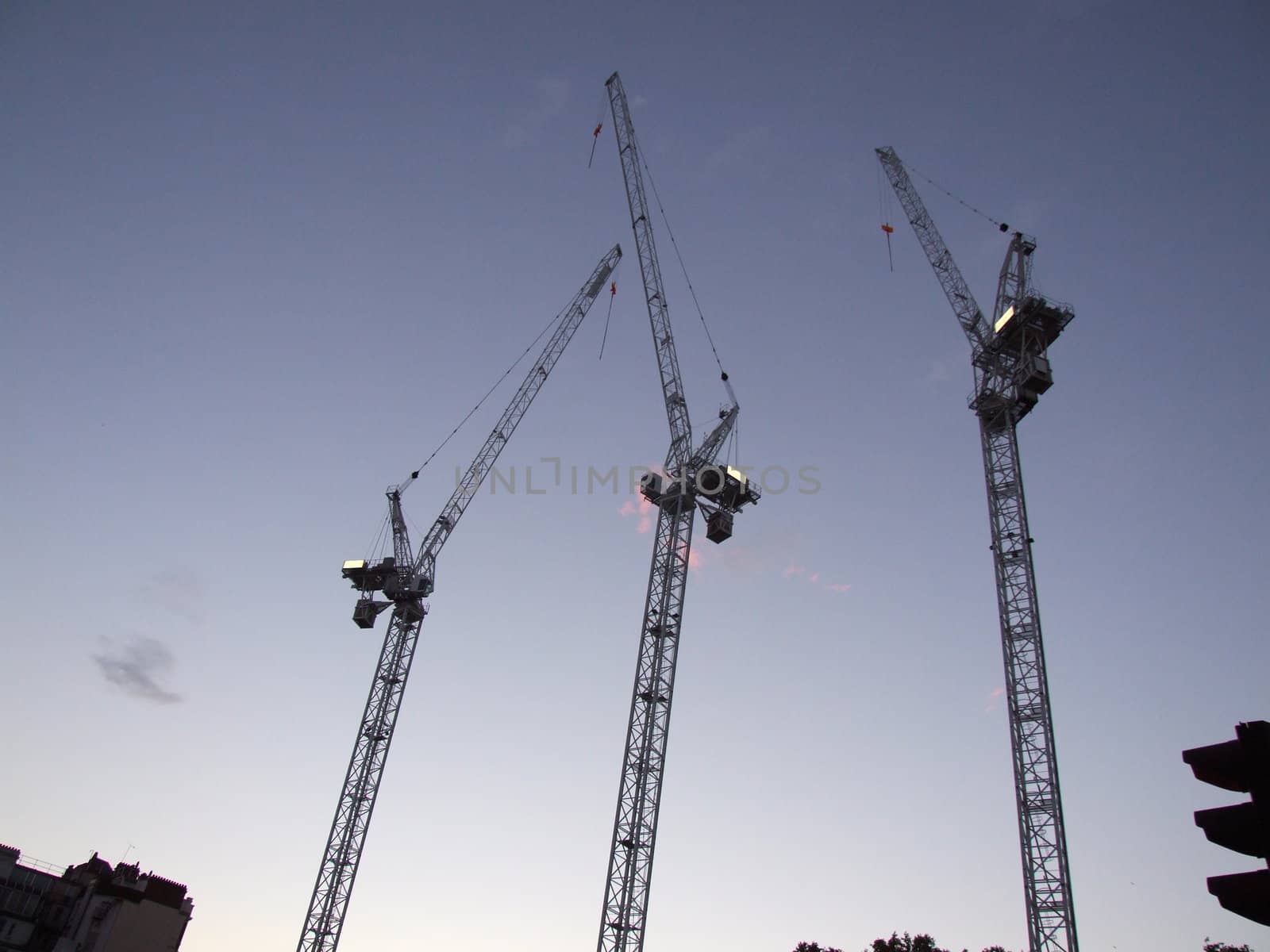 Building Cranes Blue Sky