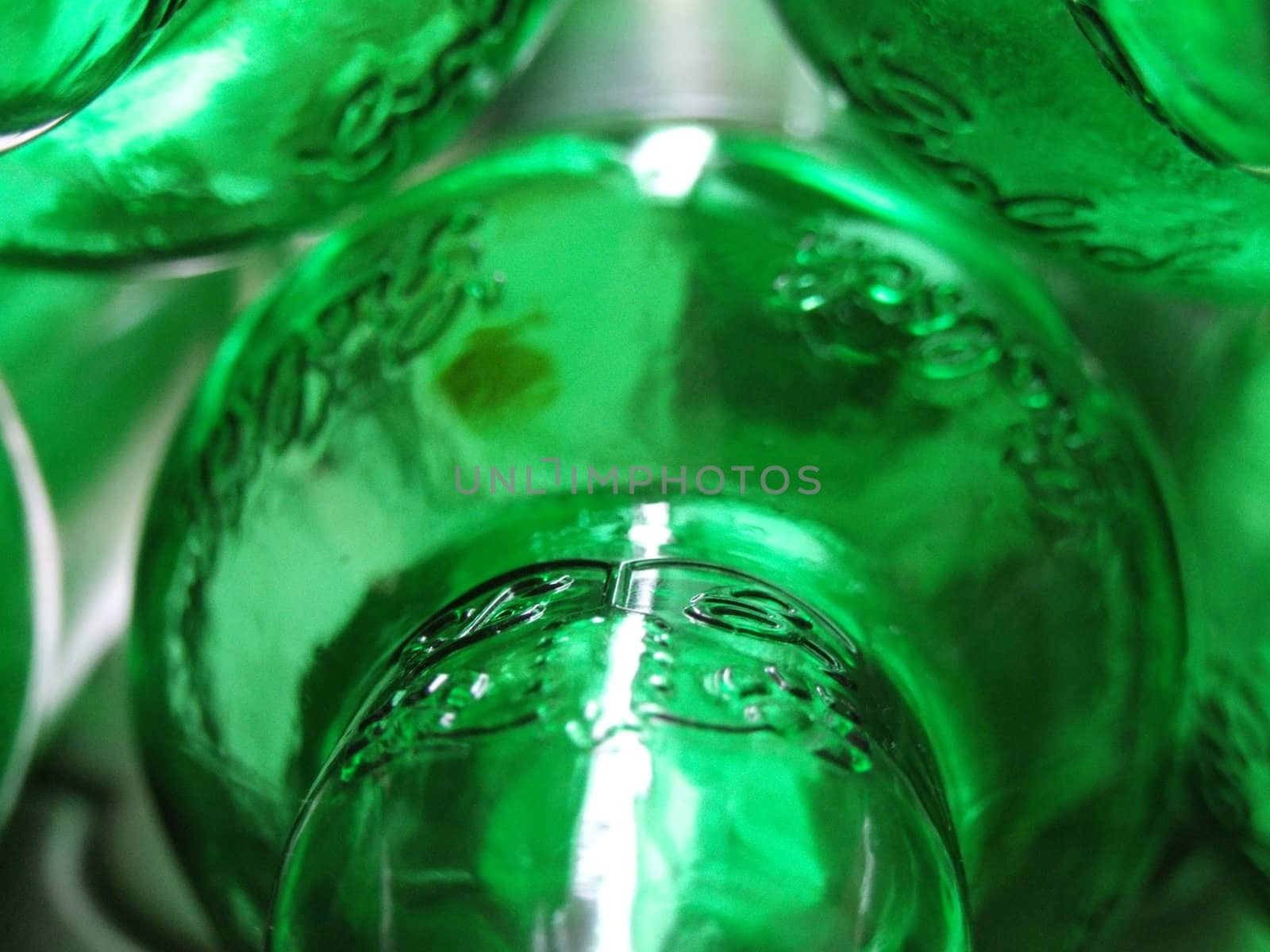 Green Glass Bottles Abstract by steveabcuk