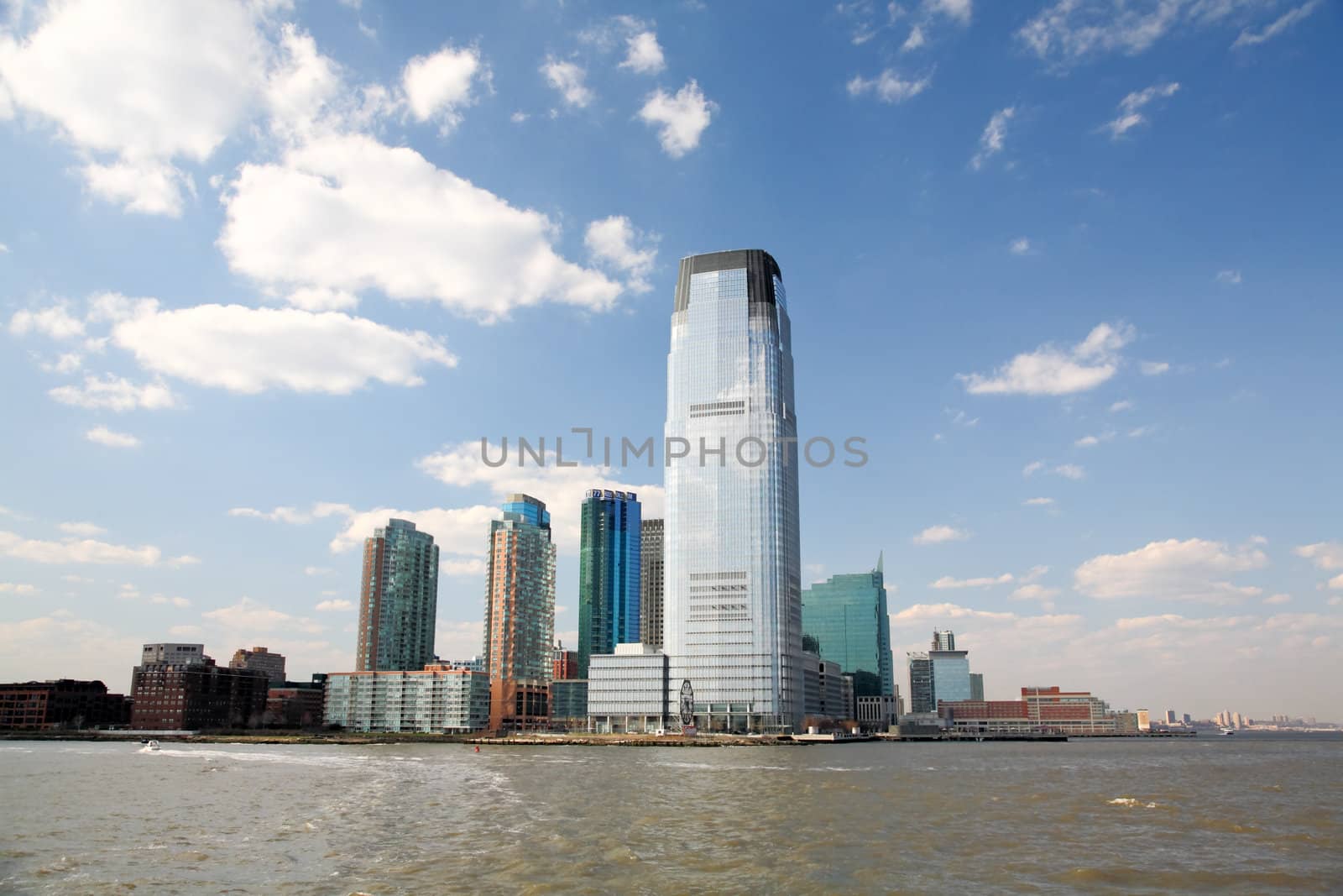 modern high-rise office buildings facing Manhattan in New Jersey
