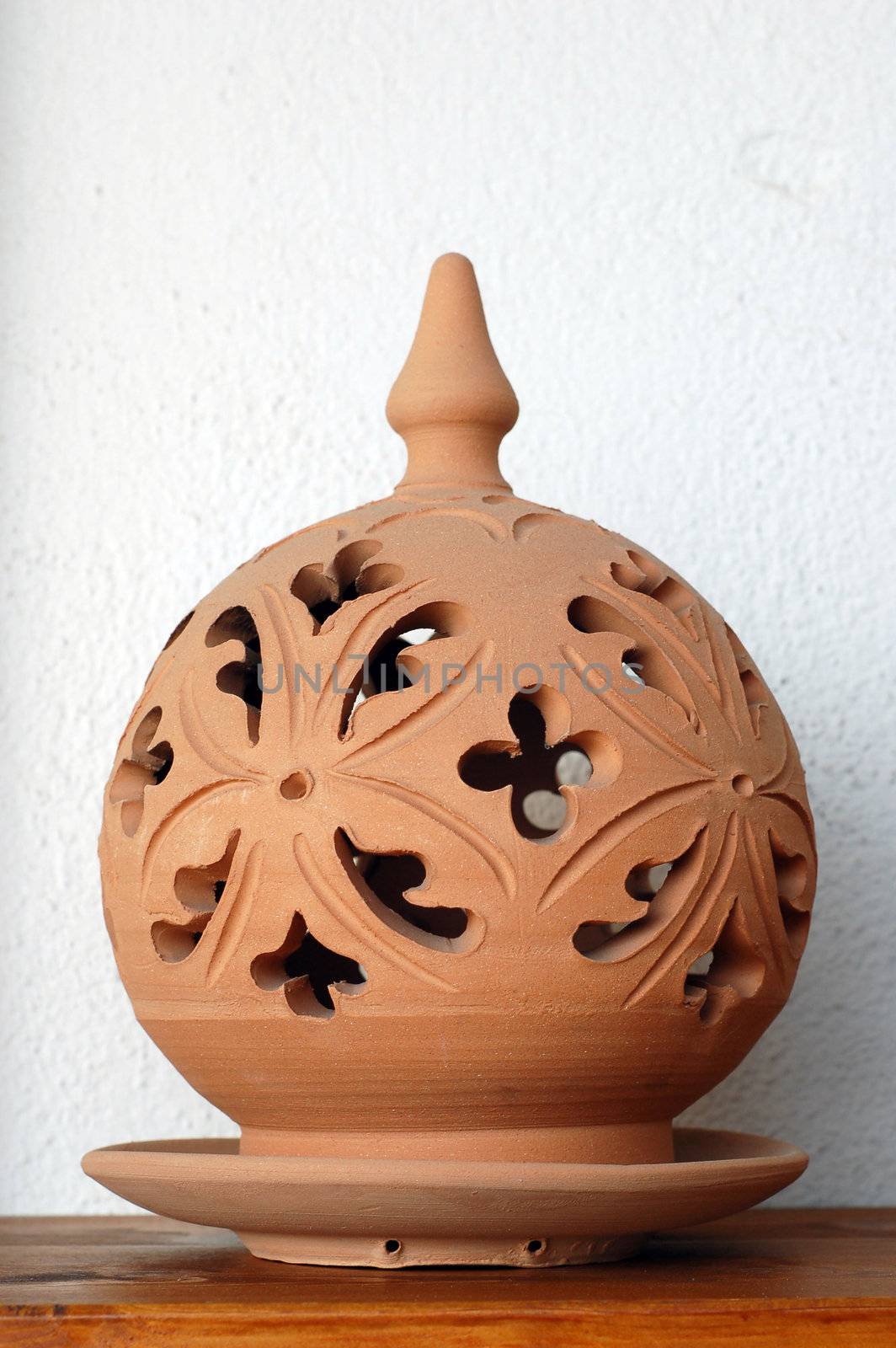 Traditional lamp, hand made ceramic clay, Handicrafts of Sicily