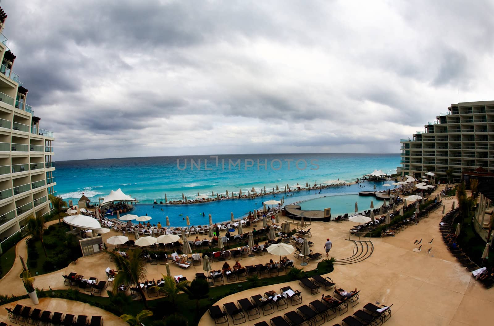 The beach front at a luxury beach resort in Cancun by gary718