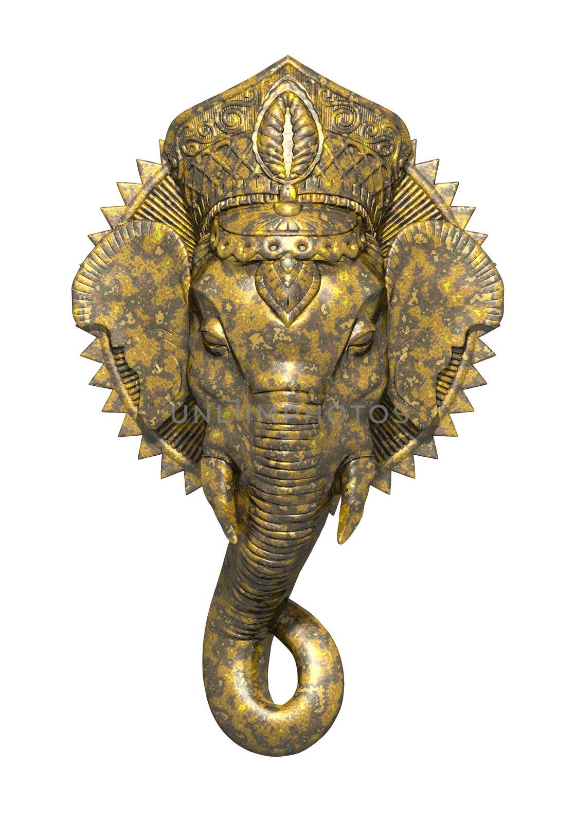 An image of a beautiful golden ganesh sculpture