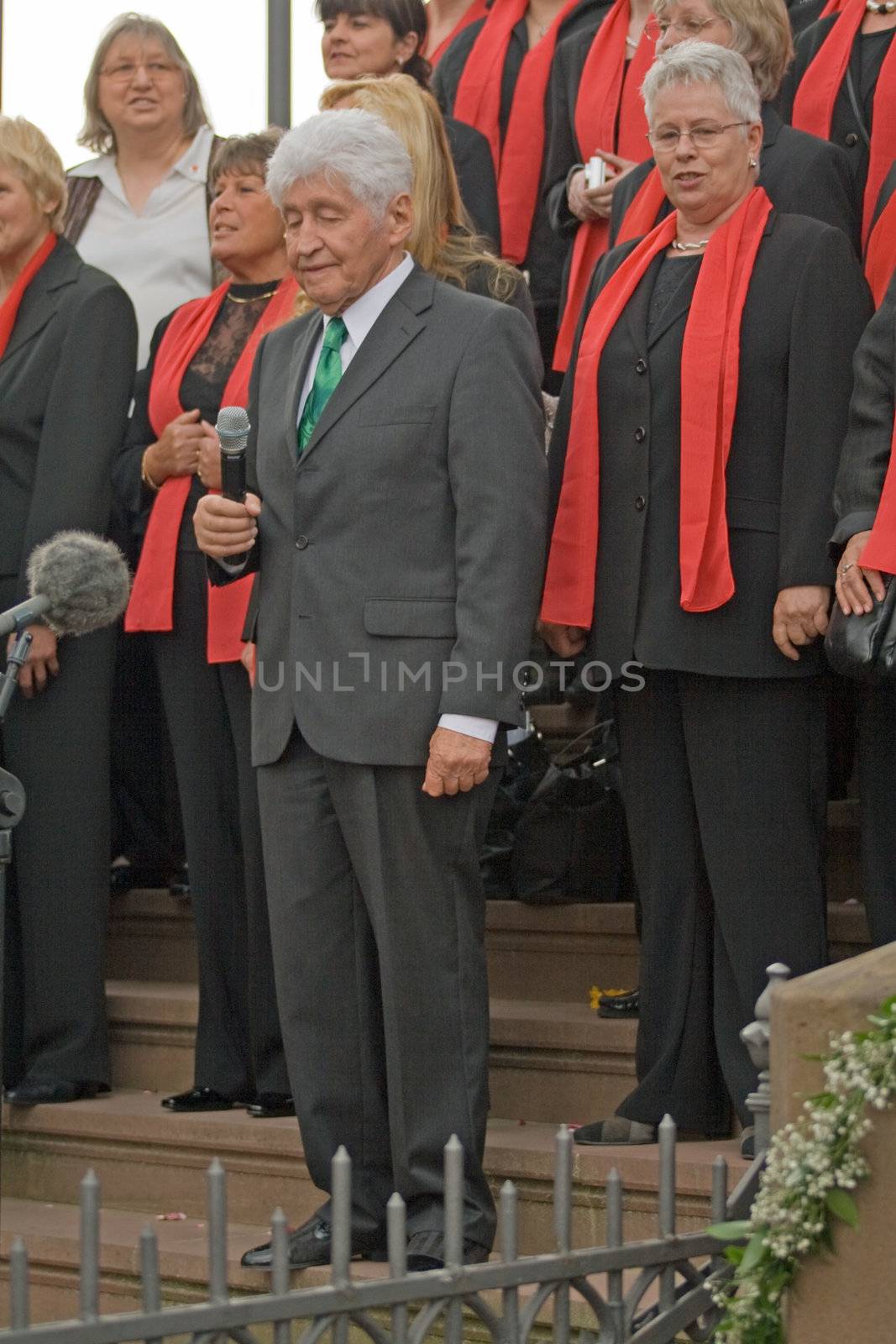ROSSDORF, GERMANY – APRIL 30: Gotthilf Fischer sings on the occasion of a wedding on April 30, 2011 in Rossdorf, Germany