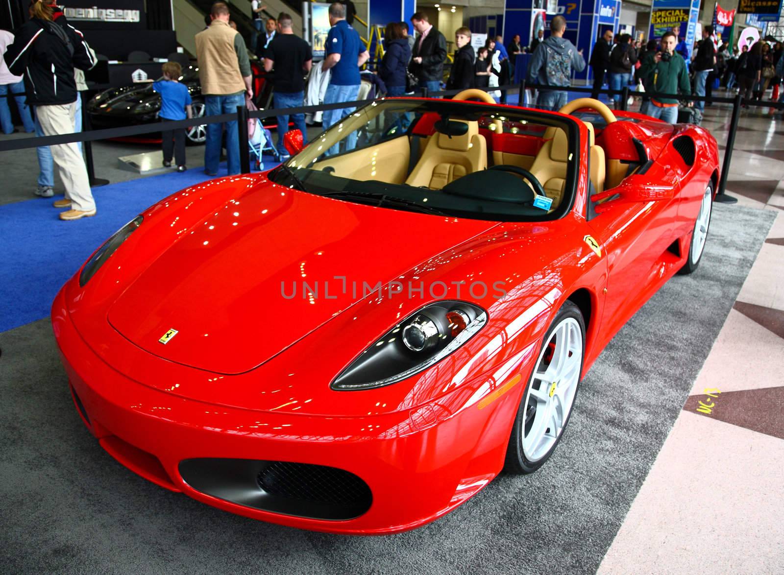 New York City, April 10, 2009: The luxury sport car Ferrari is attracted many visiters at the NY International Auto Show 2009. 