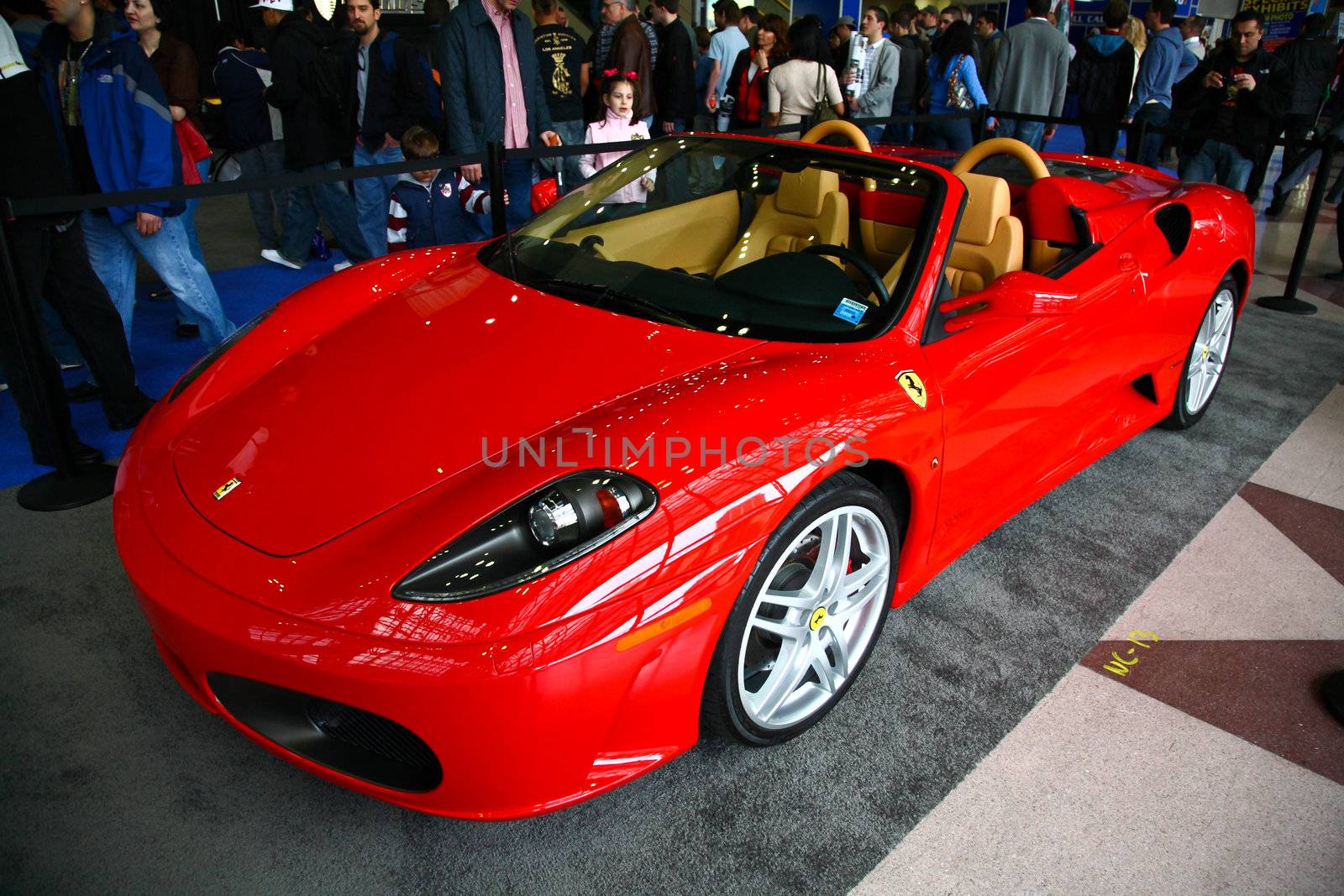 New York City, April 10, 2009: The luxury sport car Ferrari is attracted many visiters at the NY International Auto Show 2009. 