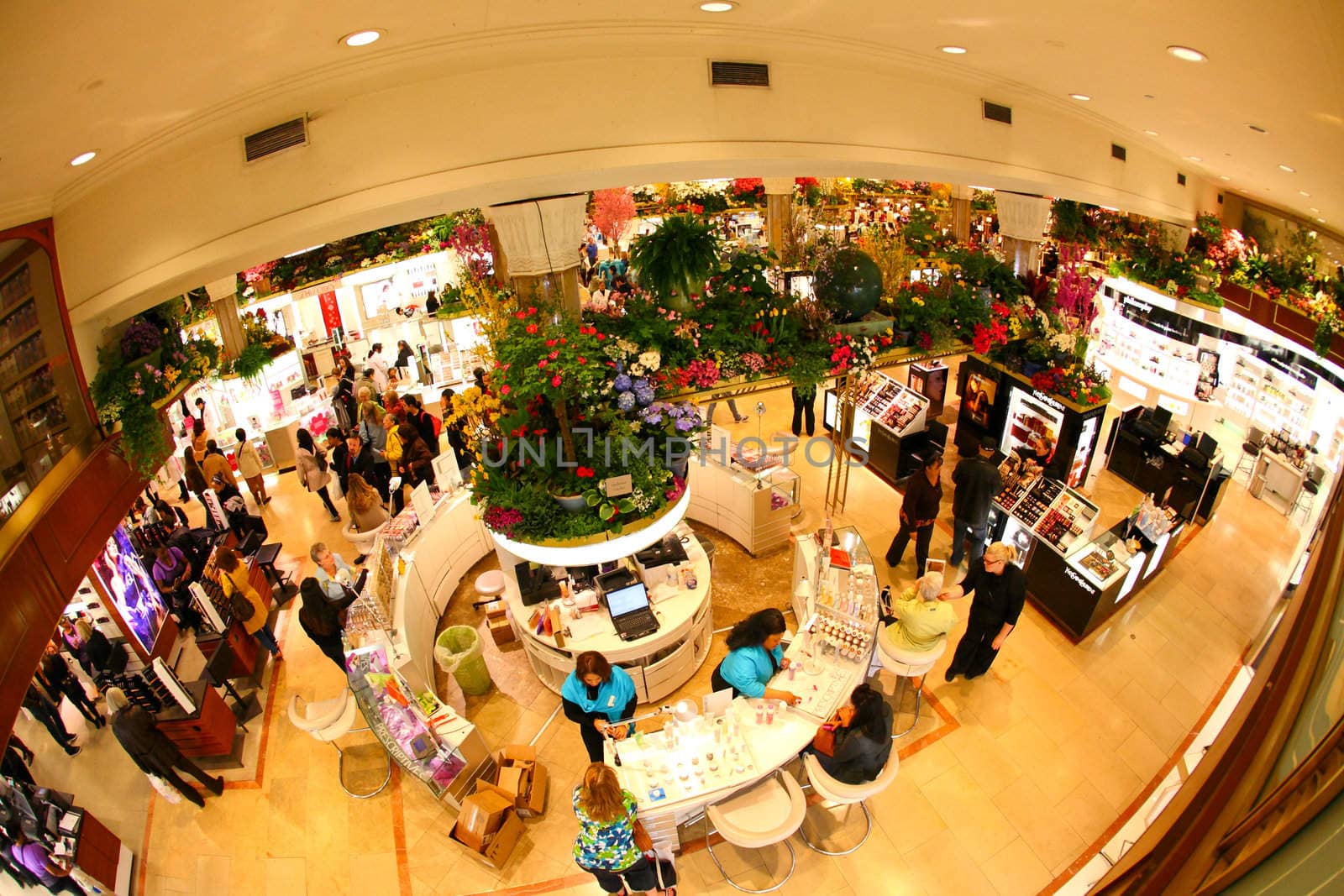 New York City, April 17,2009: The famous Macy's Flower Show in the department store at the Herald Square in midtown Manhattan.