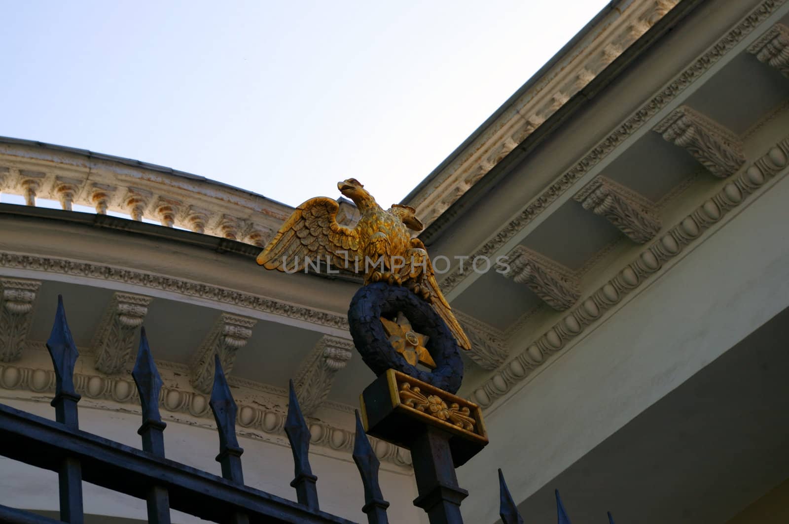 The Symbol of Russian empire at wrought iron gate.