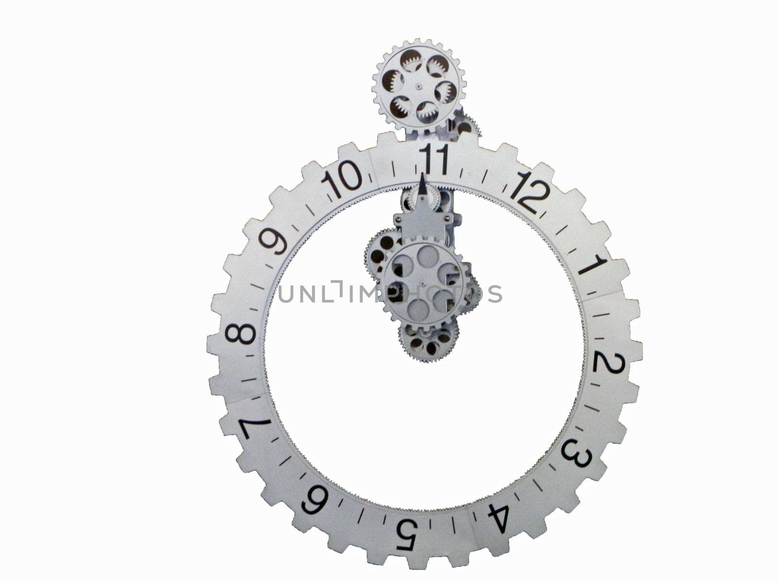 future gear clock isolated on white by hicster
