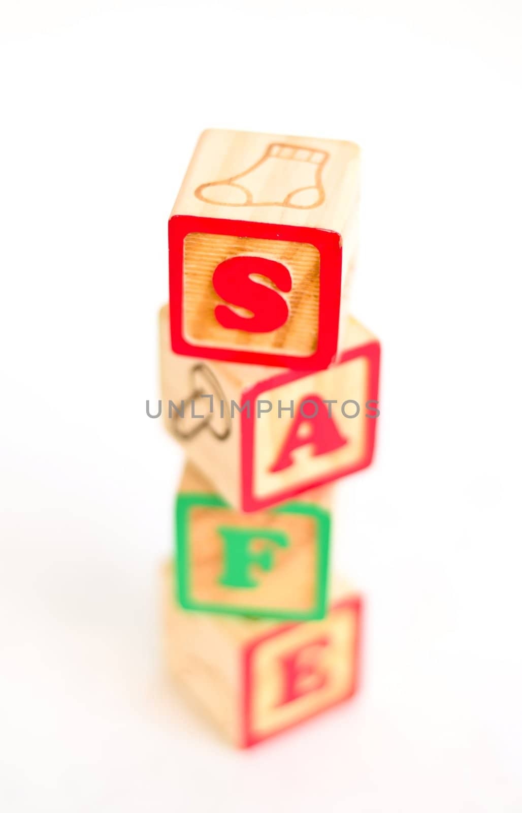 Vintage alphabet blocks spelling out Safe