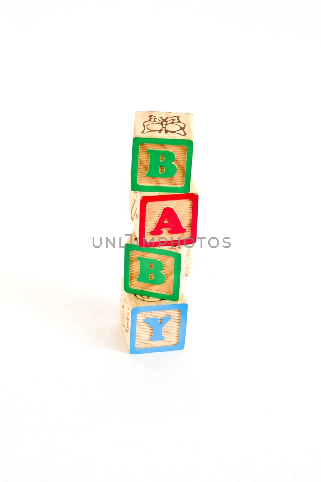 Vintage alphabet blocks spelling out BABY