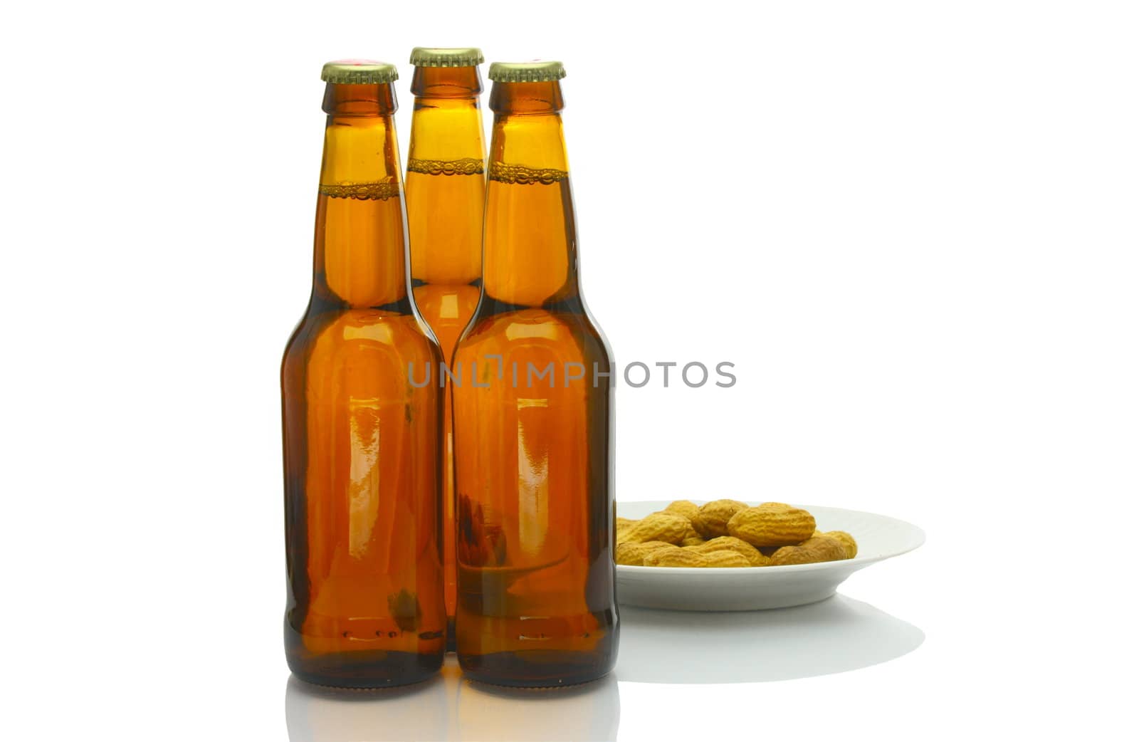 Bottles of Beer over White