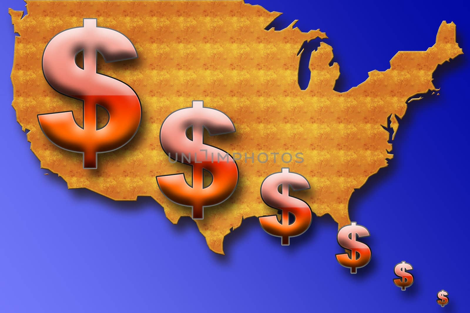 dollar sign with the USA map
