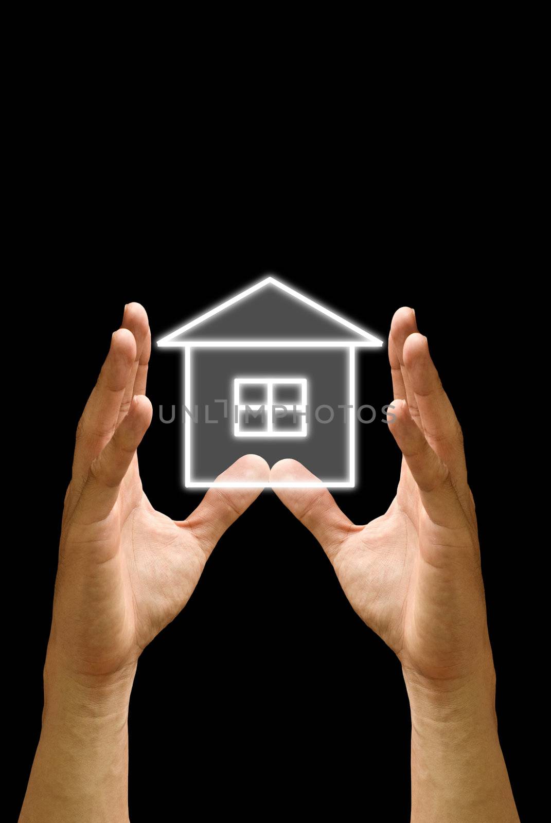House icon in the hand, Isolated