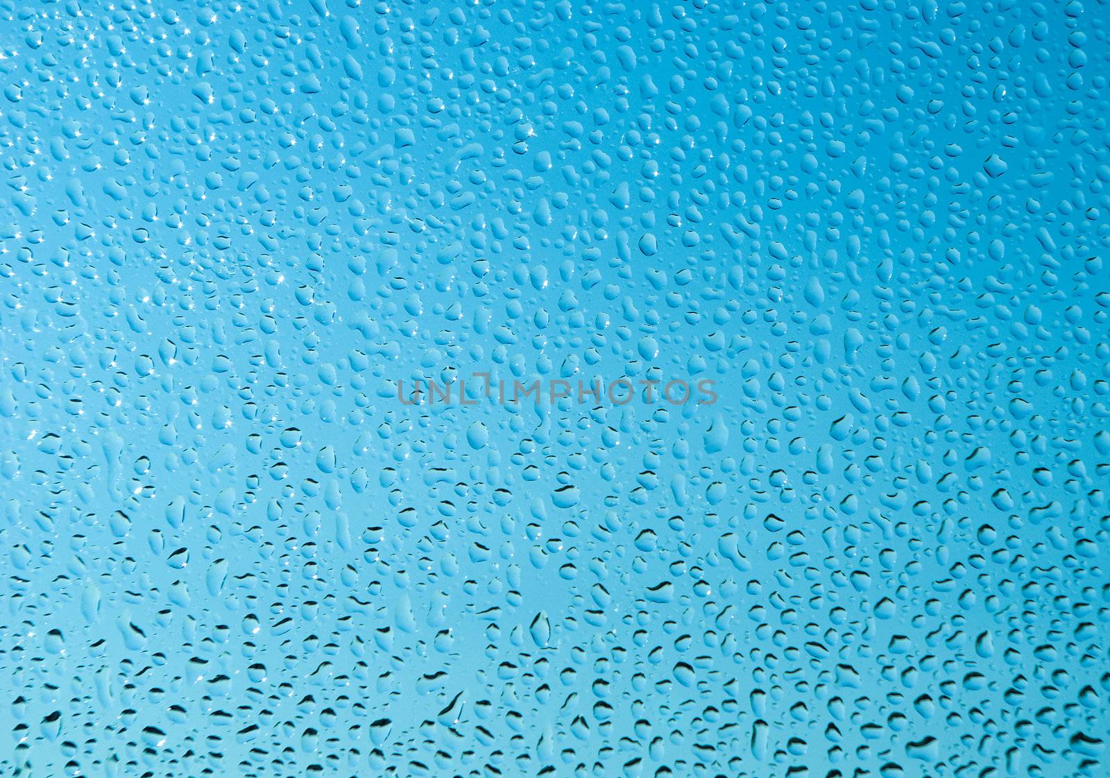 Waterdrop Close-up clear drops of water on window glass surface

