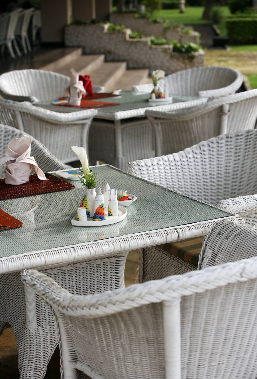 White wum furniture at restaurant