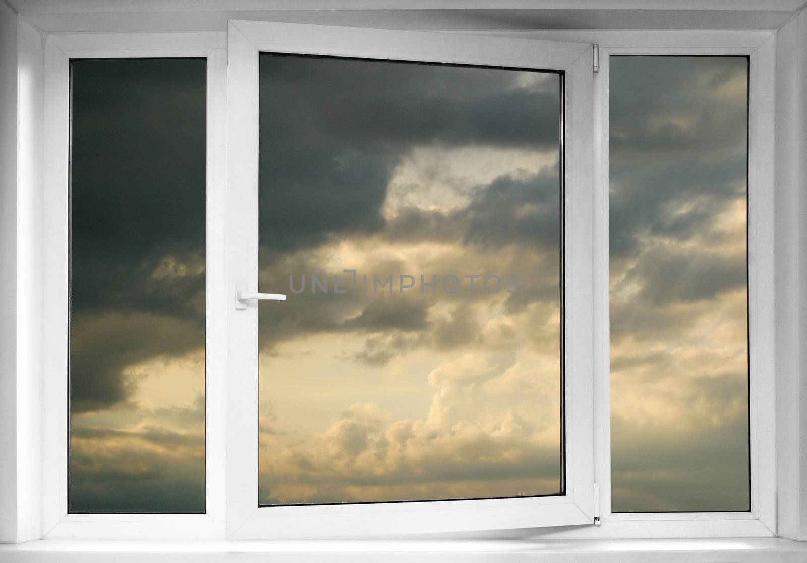Sky seen through an white window