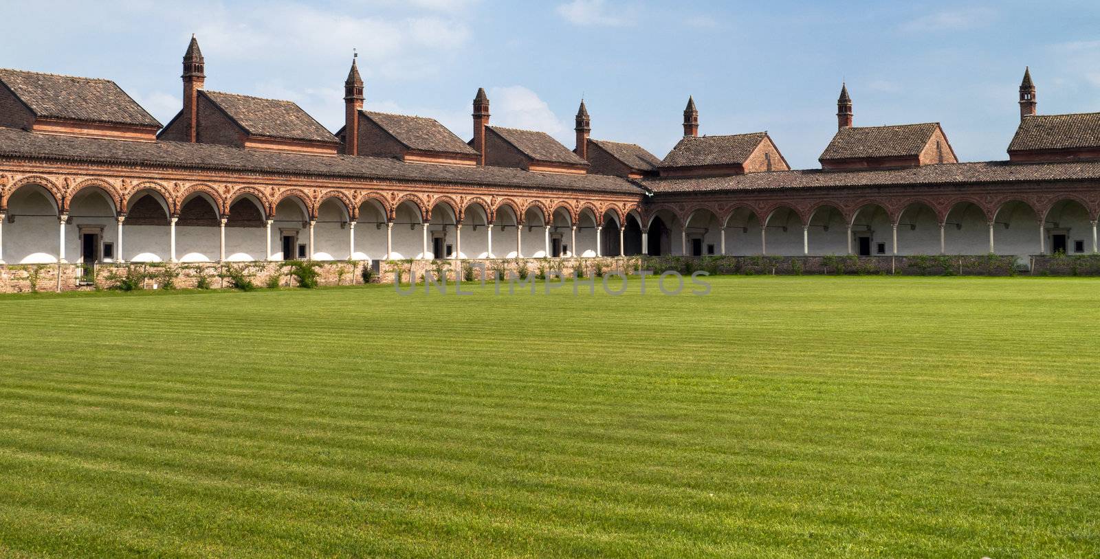 Carterhouse of Pavia, cell complex over a grass field