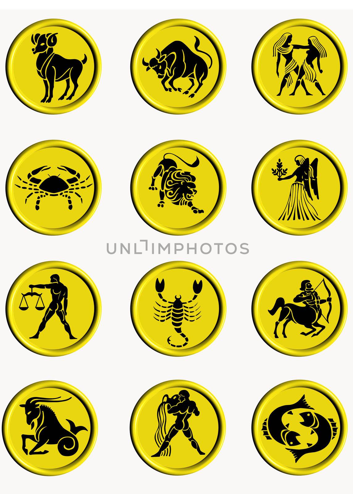 buttons signs of the zodiac