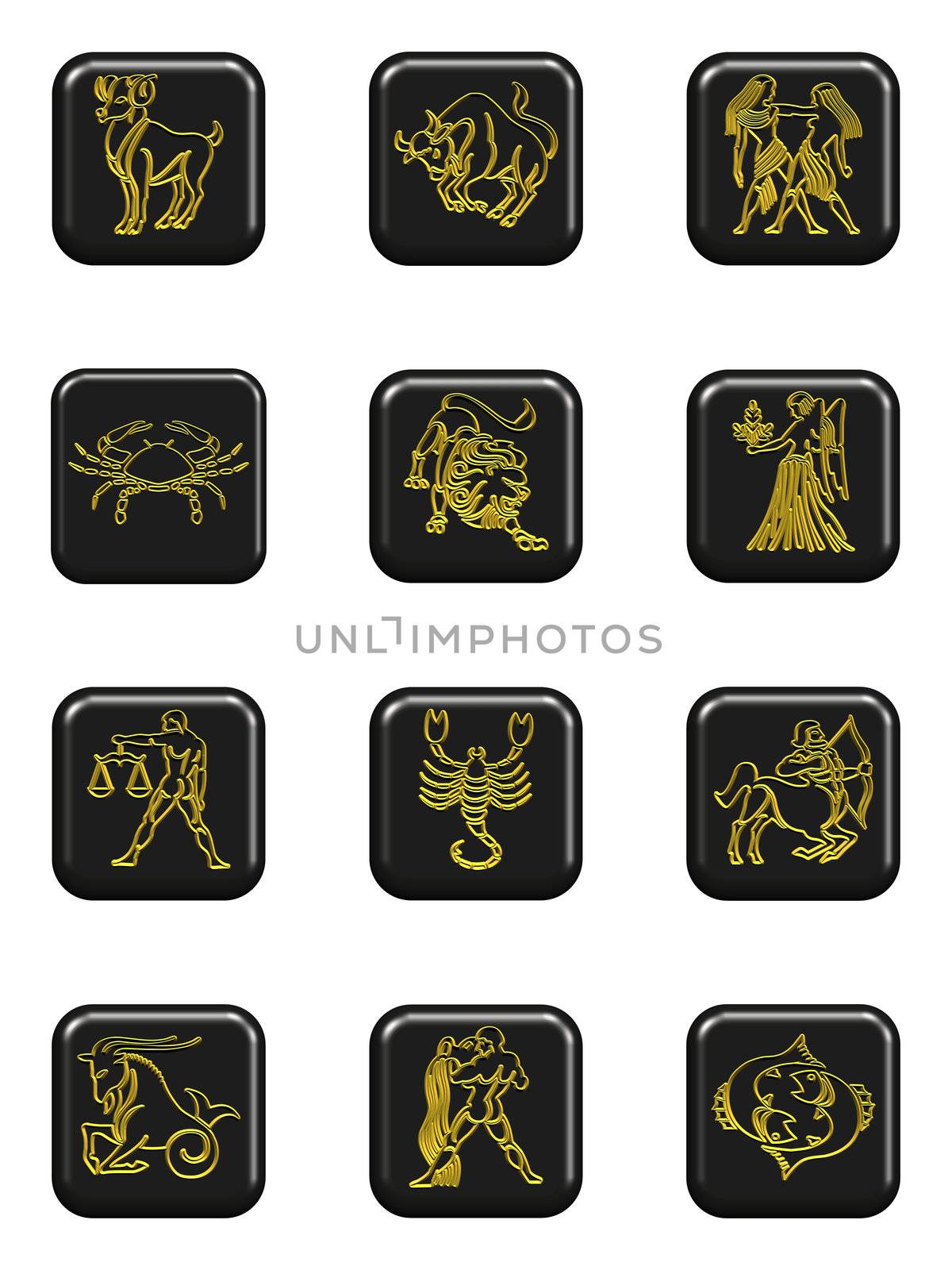 Set buttons signs of the zodiac
