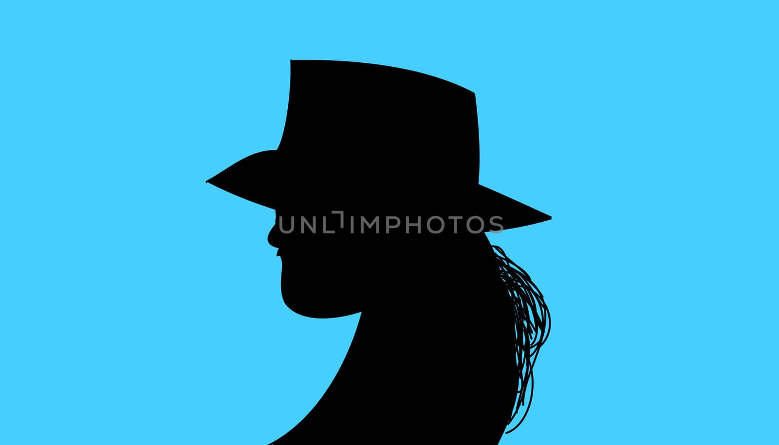 the silhouette on blue background
