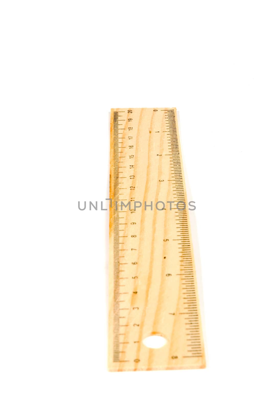 A 20 cm wooden ruler, isolated on a white background.Flip it over for a 8 inch ruler (clearpoint at 20 cm)