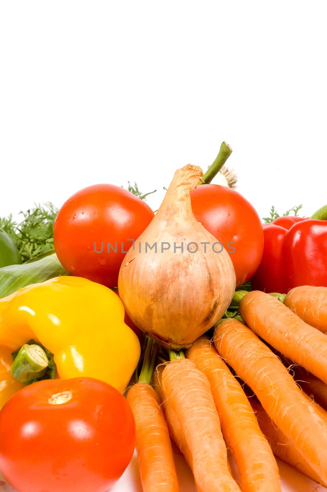 Set of different vegetables isolated on white background