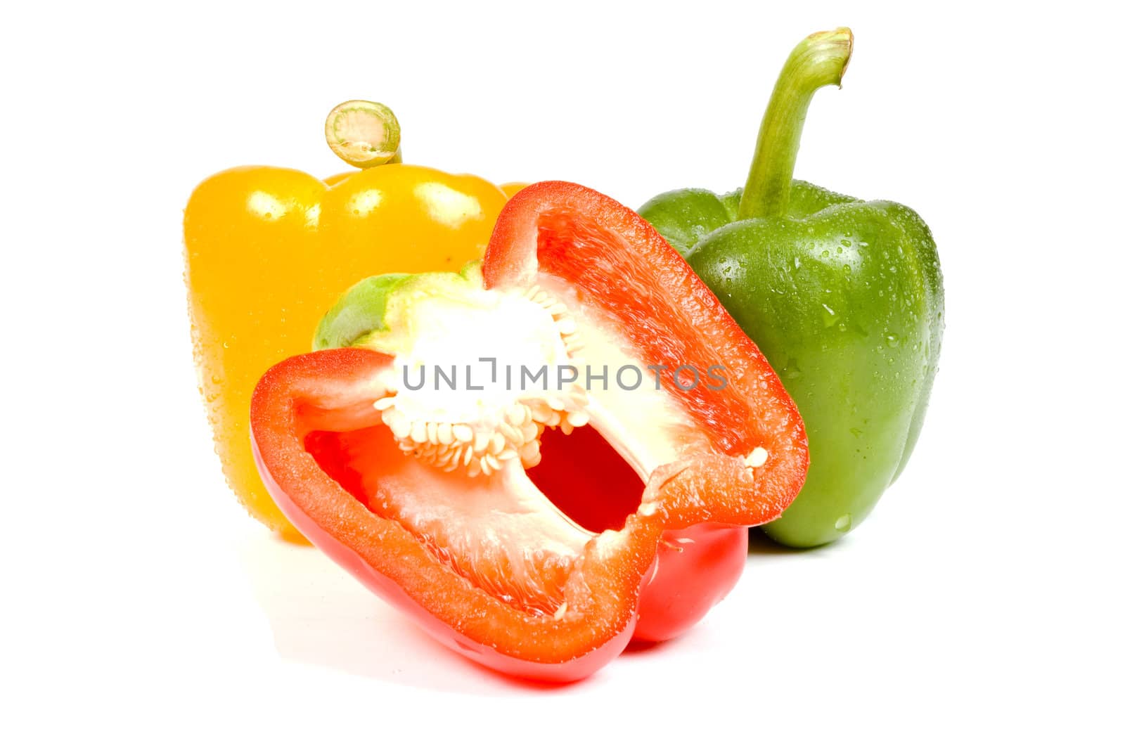 fresh colored paprika isolated on a white background