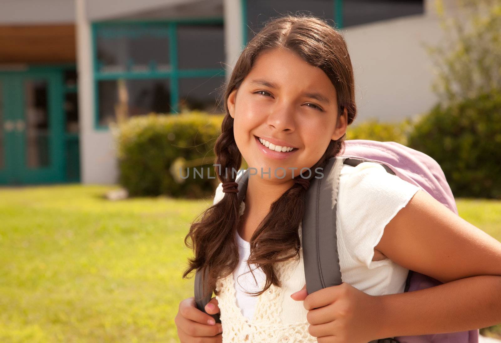 Cute Hispanic Teen Girl Student Ready for School by Feverpitched