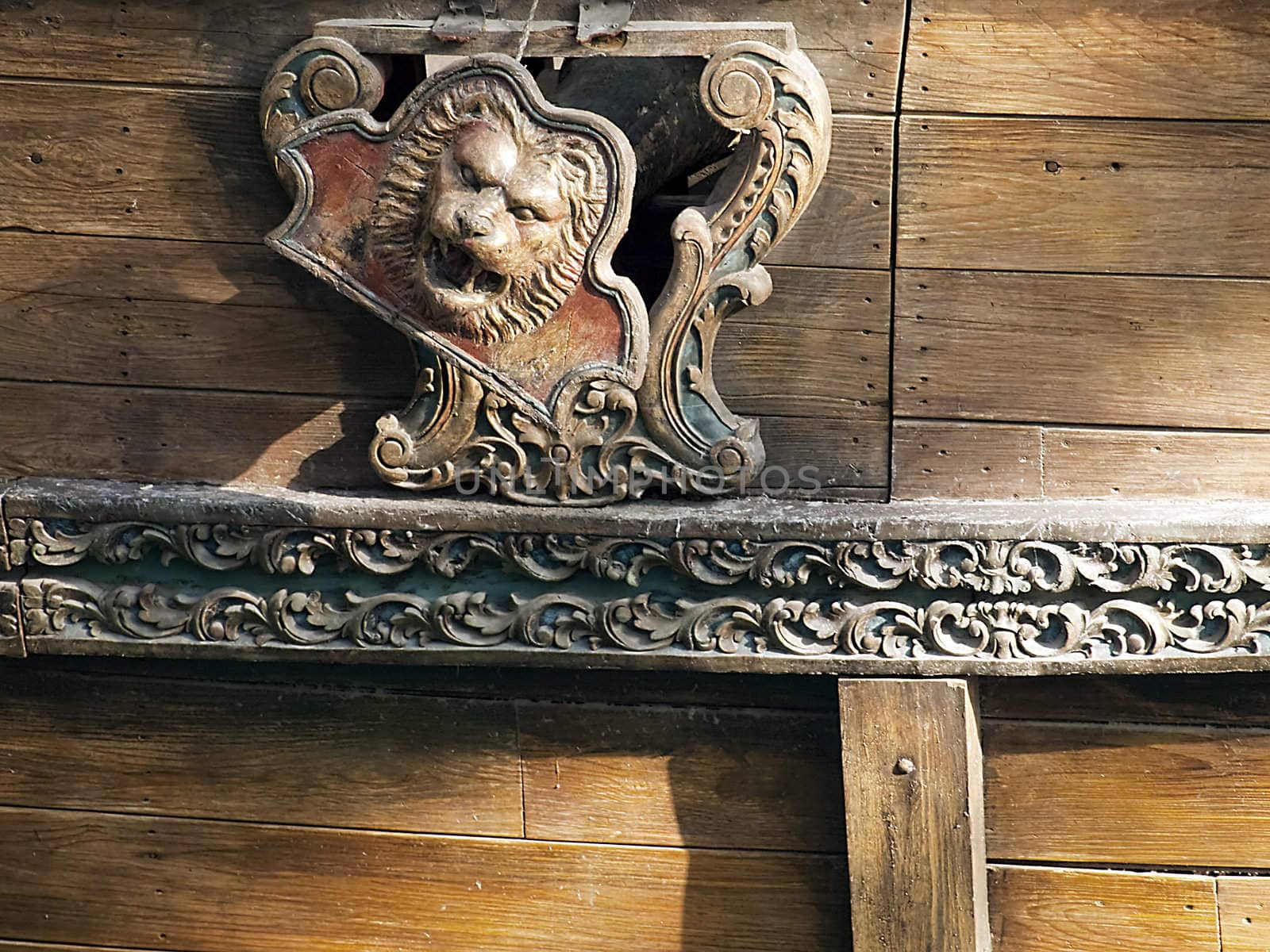 Broken lion head door for a conon on a replica of the Santa Maria.