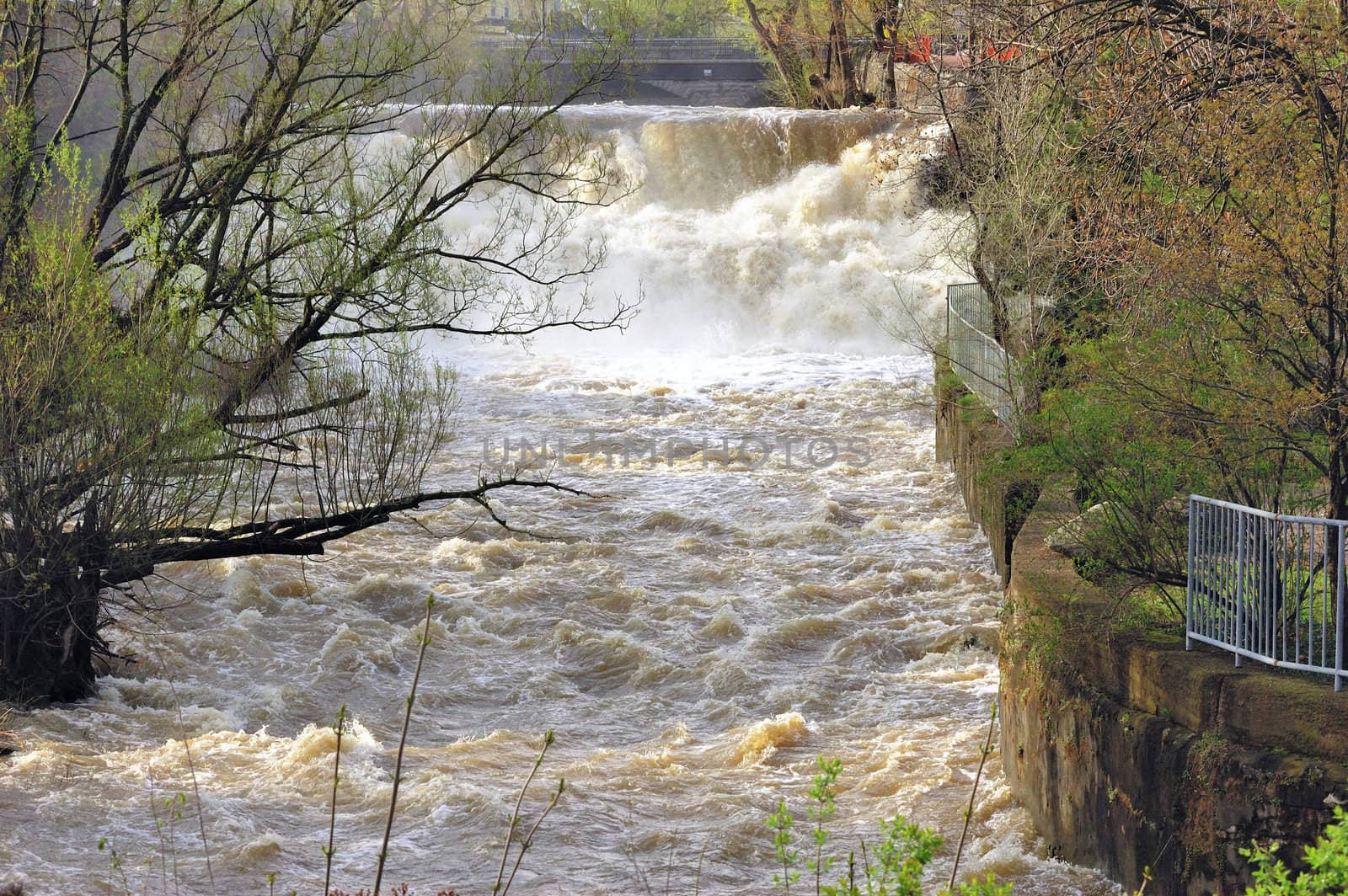 Spring flooding Waterfalls at Glen Park in Williamsville New York.